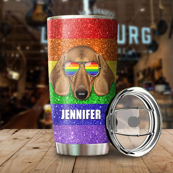 MHUCHO106 Dachshund LGBT Personalized Stainless Steel Tumbler