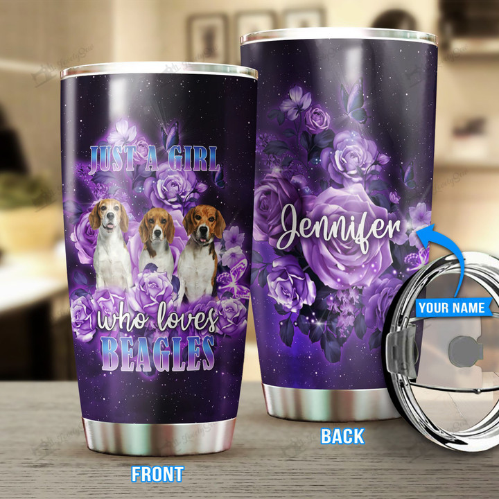 MHUCHO201 A Girl Who Loves Beagles Personalized Stainless Steel Tumbler
