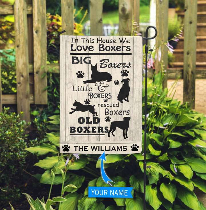 BIF2703 In This House We Love Boxers Personalized Garden Flag