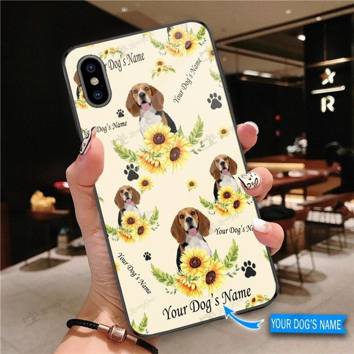 DUP1002 Beagle Personalized Glass Phone Case