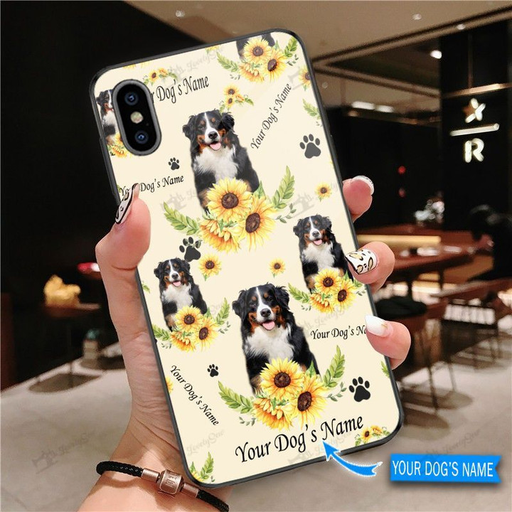 DUP1003 Bernese Mountain Personalized Glass Phone Case