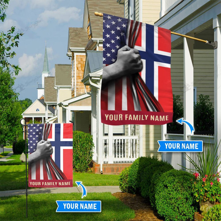 THF20070714 America Norway Personalized Flag