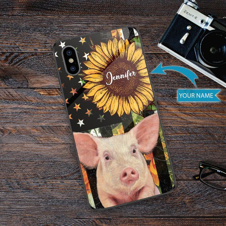 TUP0104 Pig Personalized Glass Phone Case