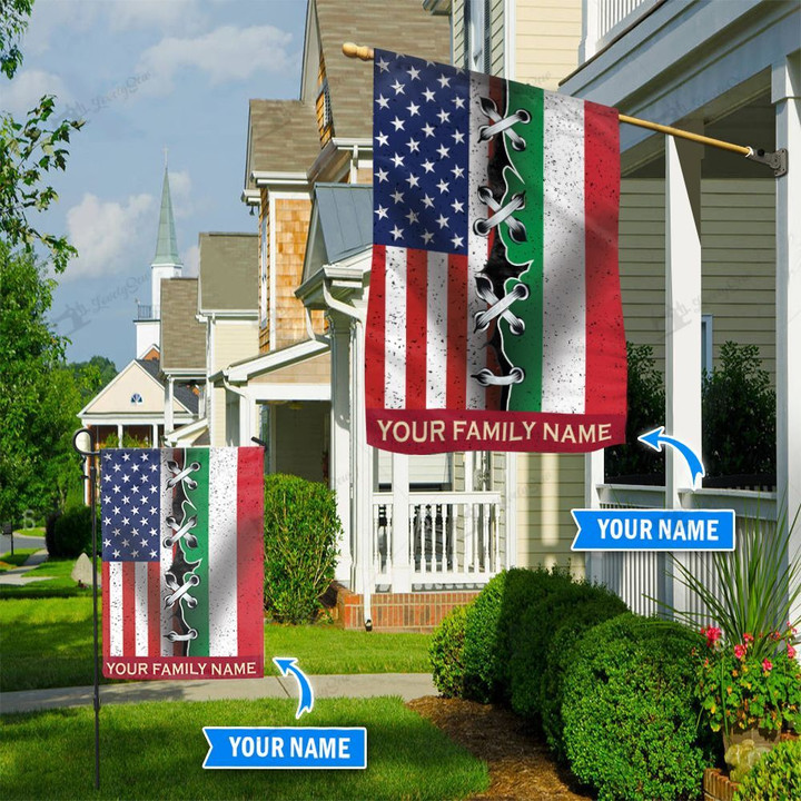 THF20071311 America & Italy Personalized Flag