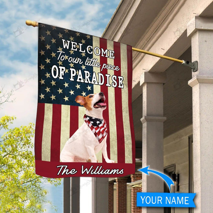 BIF20071308 Jack Russell Terrier Welcome To Our Paradise Personalized Flag