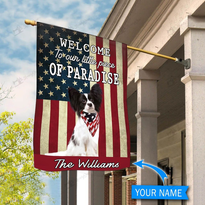 BIF20071310 Papillon Welcome To Our Paradise Personalized Flag