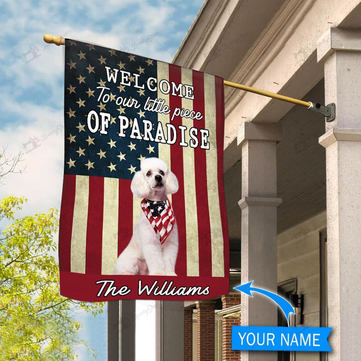 BIF20071311 Poodle Welcome To Our Paradise Personalized Flag