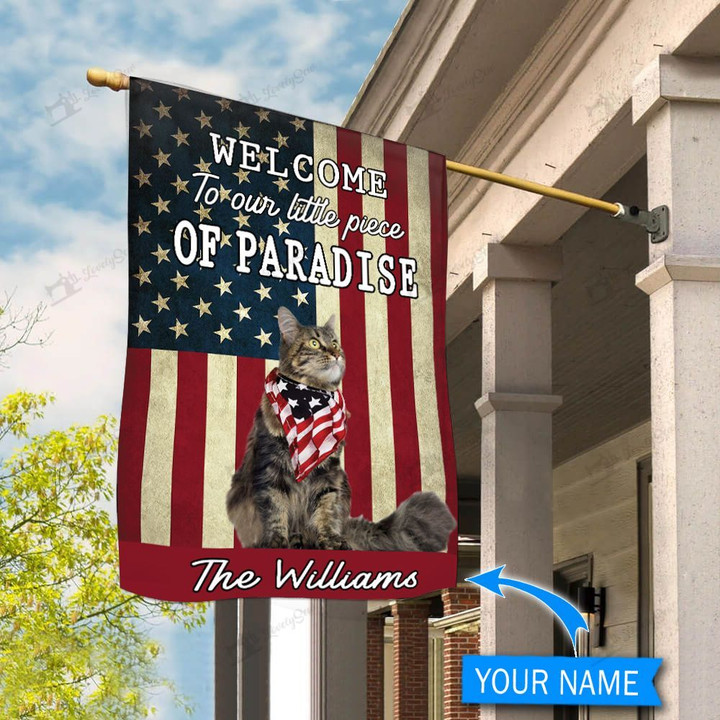 BIF20071322 Maine Coon Welcome To Our Paradise Personalized Flag