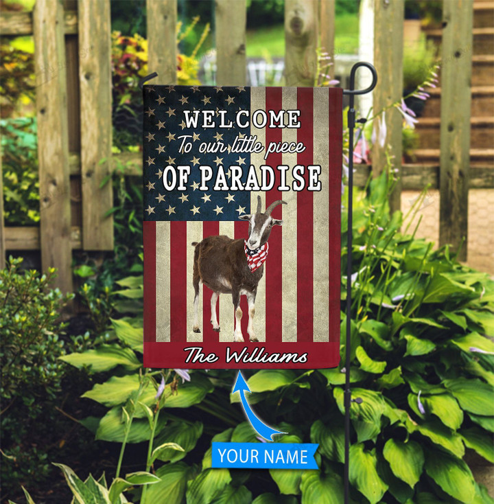 BIF20071318 Goat Welcome To Our Paradise Personalized Flag