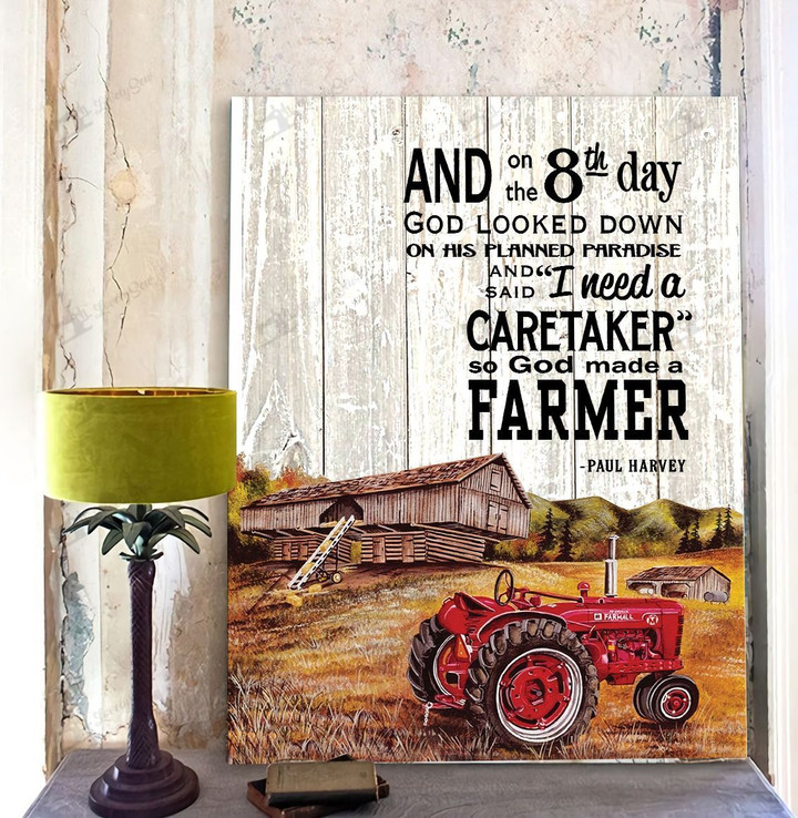 BID20071802 So God Made A Farmer Red Tractor Matte Canvas