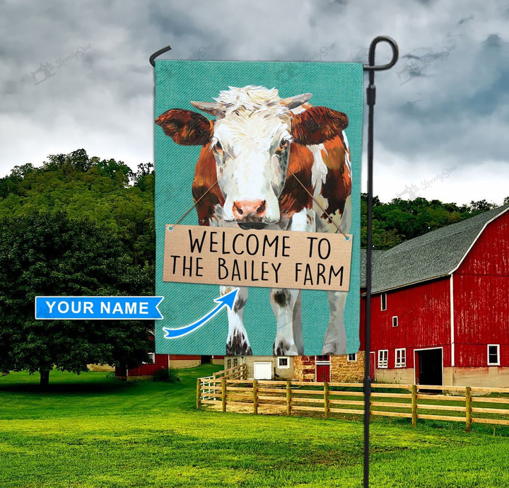THF20071801 Cow - Welcome Personalized Garden Flag