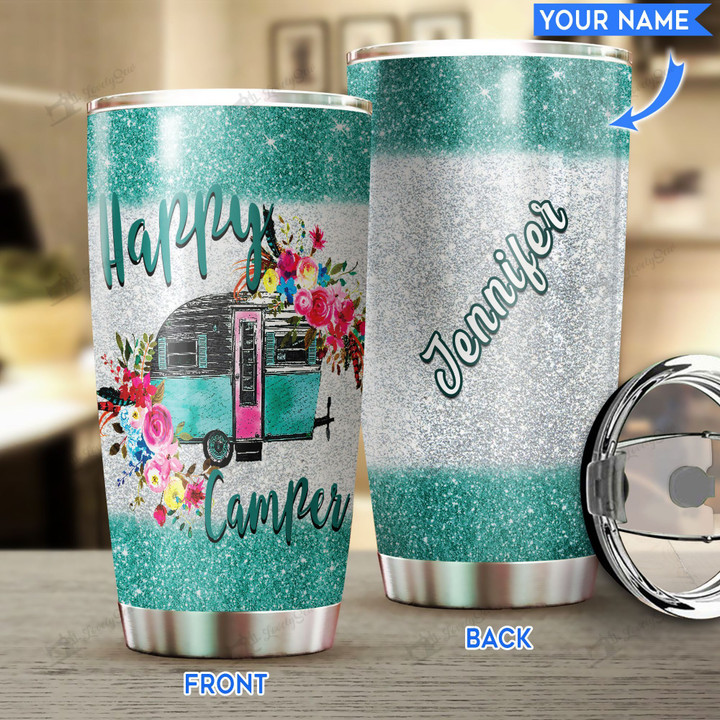 DVU20072001 Happy Camper Personalized Stainless Tumbler
