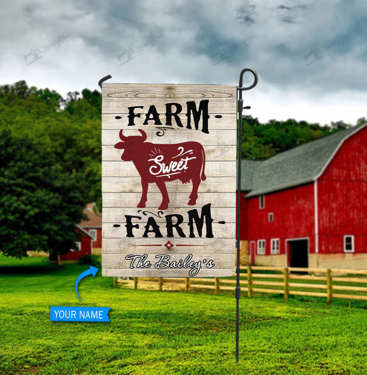 BIF20072104 Cow Farm Sweet Farm Personalized Flag