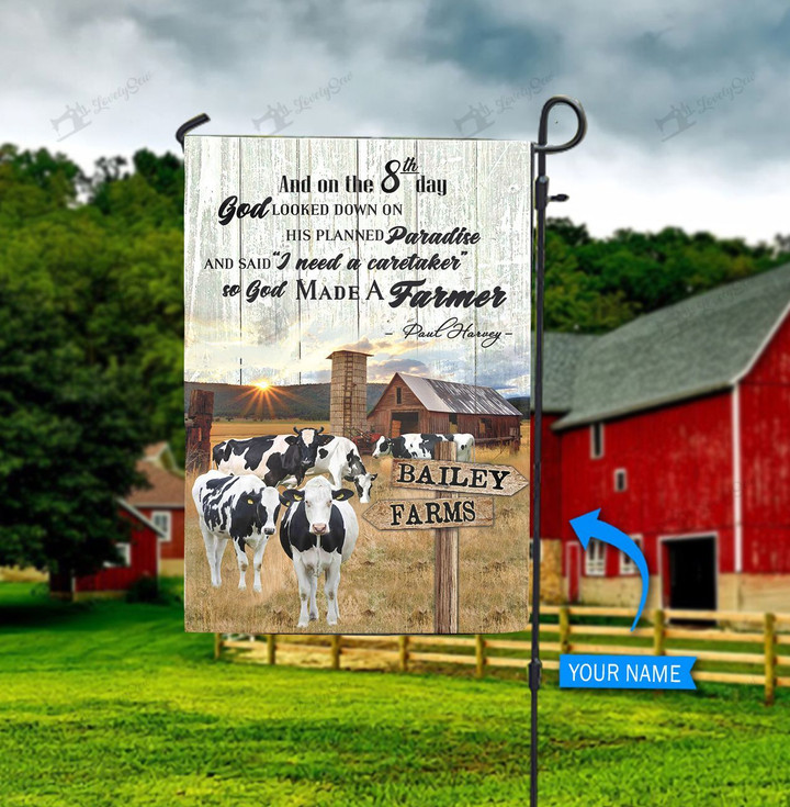 BIF20072306 Dairy Cows So God Made A Farmer Personalized Flag