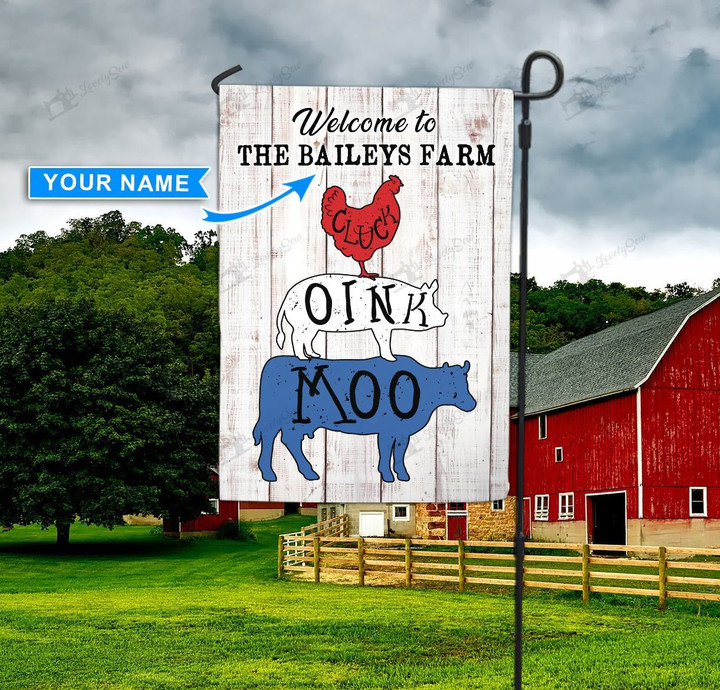 THF20072302 Welcom to the Farm-Animals Personalized Garden Flag