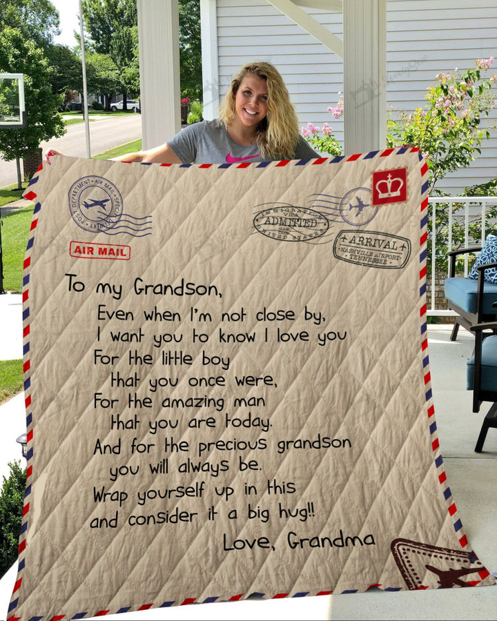 MHQGDINH102 Letter To Grandson Quilt Blanket