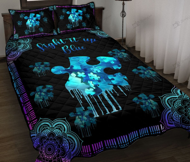 DVE20072401 Autism-Light it up blue Quilt Bed Set