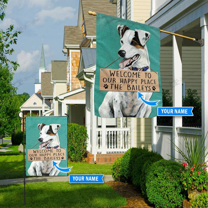 THF20072406 Jack Russell Terrier-Welcome to our happy place Personalized Flag