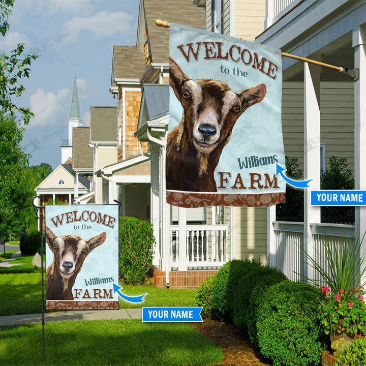 THF20072004 Goat - Welcome To The Farm Personalized Flag
