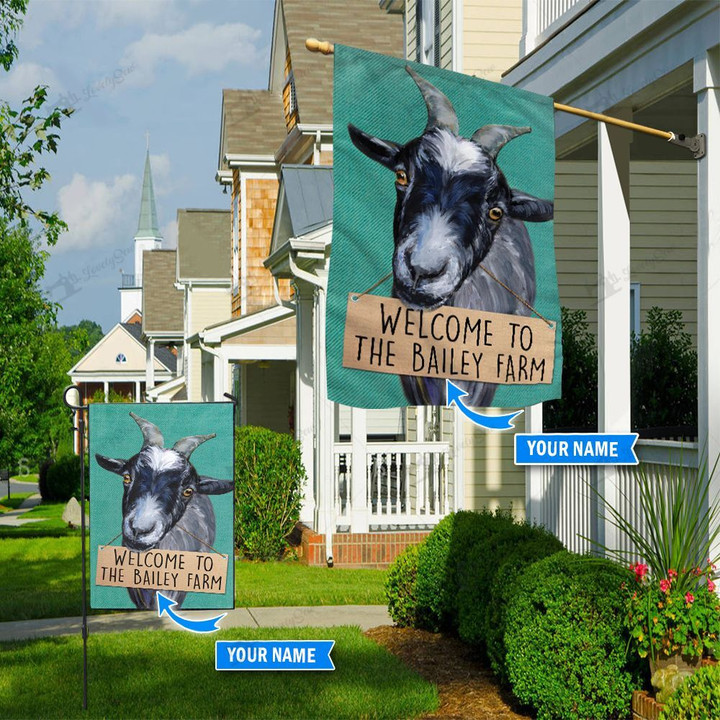 THF20071703 Goat- Welcome Personalized Flag