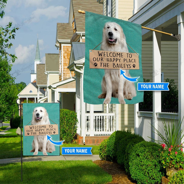 THF20072910 Great Pyrenees-Welcome to our happy place Personalized Flag