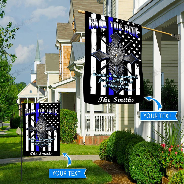 DVF20073001 Christian & Police Law Enforcement Personalized Flag