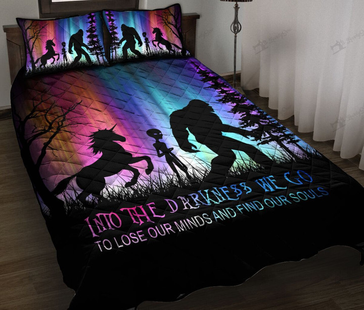 Unicorn Alien Bigfoot Into The Darkness Quilt Bed Set & Quilt Blanket BIE20080106-BIQ20080106