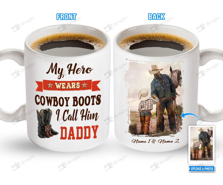 My Hero Cowboy Daddy Personalized White Mug BIM21052101