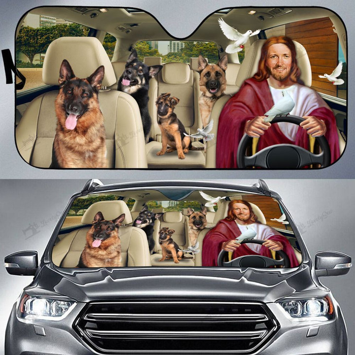 German Shepherd and Jesus Car Sun Shade DIC21070704