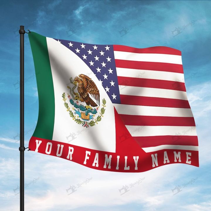Mexico America Personalized Flag BIF21080301