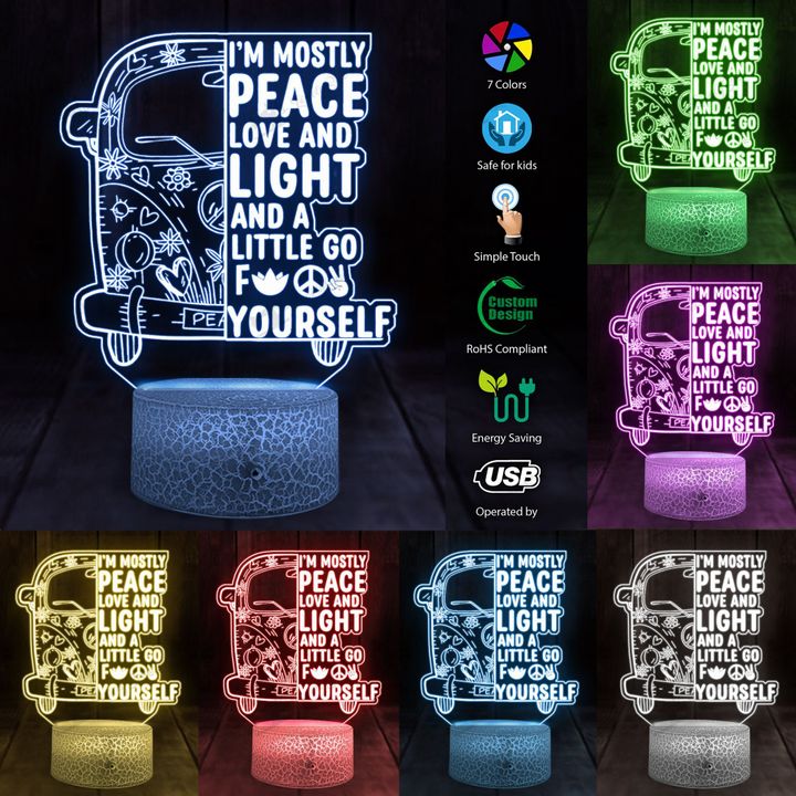 Love & Light & Go F Yourself Hippie Car 3D Led Light MHLL21080409
