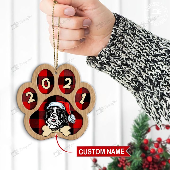 Border Collie Xmas Personalized 2 Layered Wooden Ornament BIX21102005