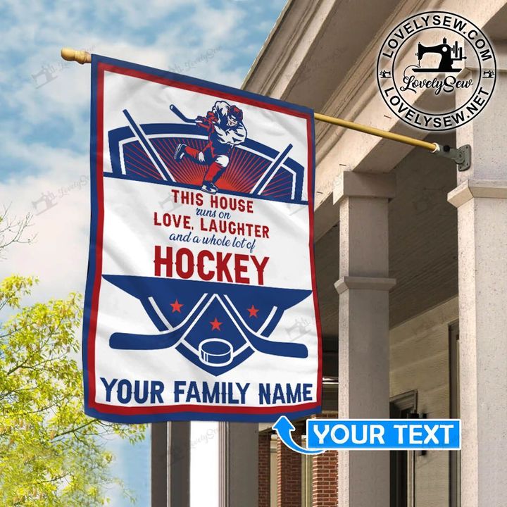 Gifts for Hockey players- This House Runs On Hockey Personalized Flag BIF21110301