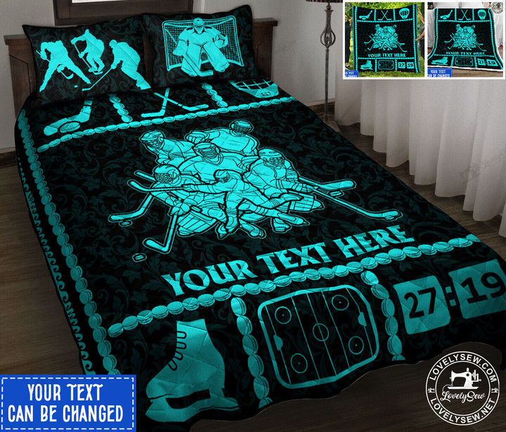 Gift For Hockey Lovers-Hockey Team NeonPersonalized Quilt Bed Set & Quilt Blanket BIE21111901-BIQ21111901