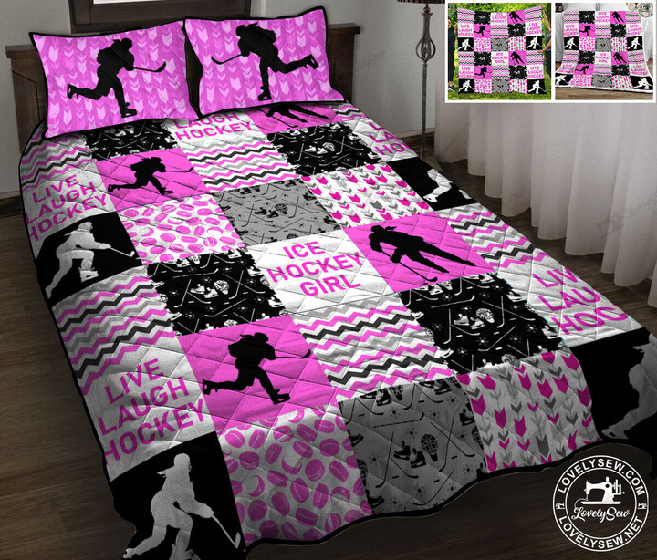 Gift For Hockey Lovers-Hockey Girl Live Laugh Quilt Bed Set & Quilt Blanket BIE21112401-BIQ21112401