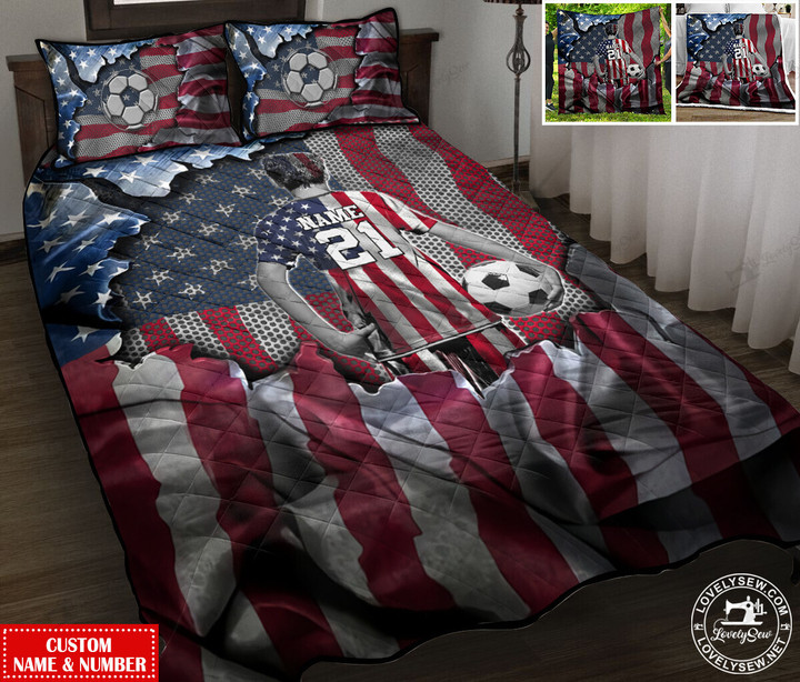Gift For Soccer Lovers-USA Soccer Player Personalized Quilt Bed Set & Quilt Blanket TRE21112601-TRQ21112601