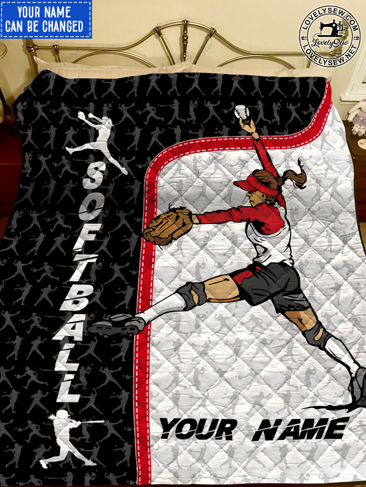 Gift For Softball Lovers-Softball Girl Curve Personalized Quilt Bed Set & Quilt Blanket BIE21113004-BIQ21113004