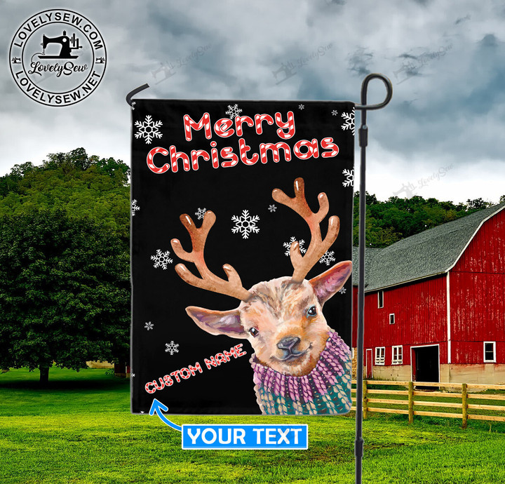 Goat Merry Christmas Cane Personalized Flag BIF21120201