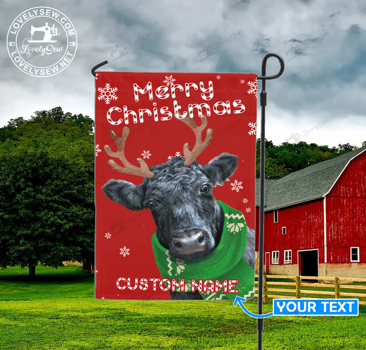 Angus Cow Merry Christmas Cane Personalized Flag BIF21120302