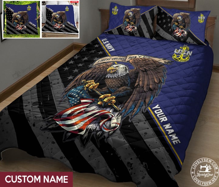 US Navy Personalized Quilt Bed Set & Quilt Blanket BIE22010502-BIQ22010502