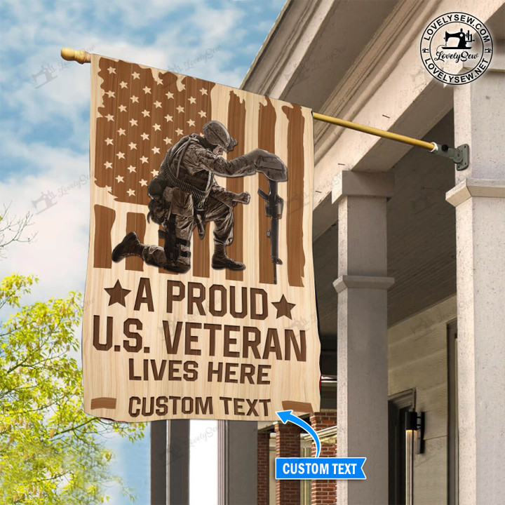 A Proud U.S Veteran Lives Here Personalized Flag BIF22010601