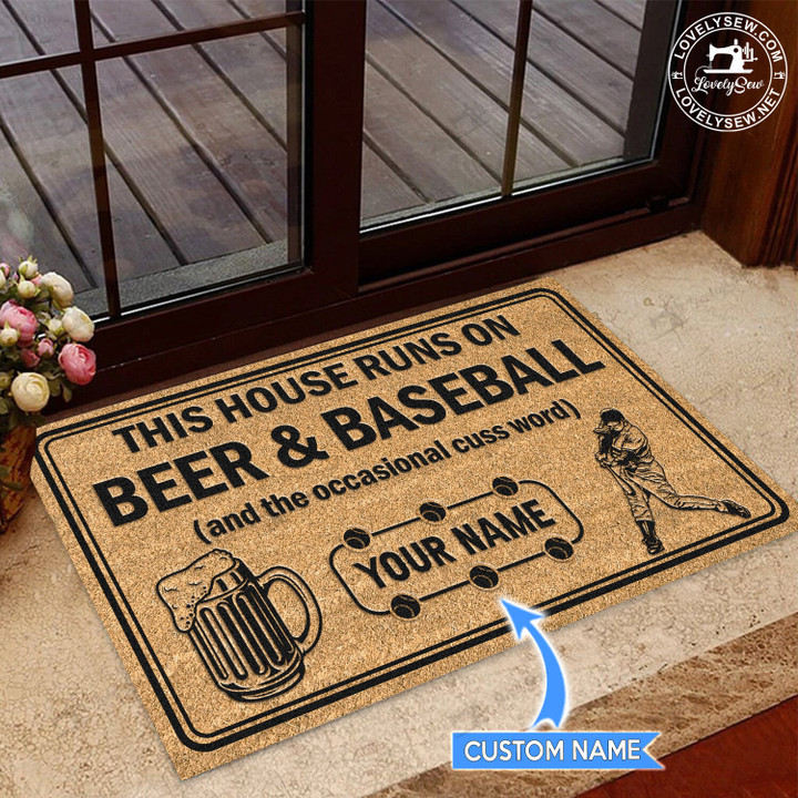 Baseball & Beer Personalized Doormat TRJ22030301