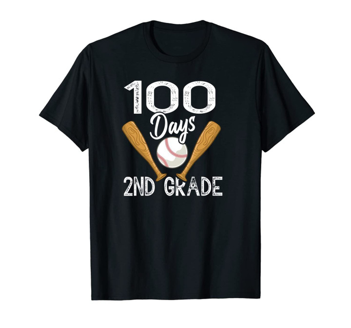 100 Days 2nd Grade School Baseball Bat Sport Teacher Student Unisex T-Shirt