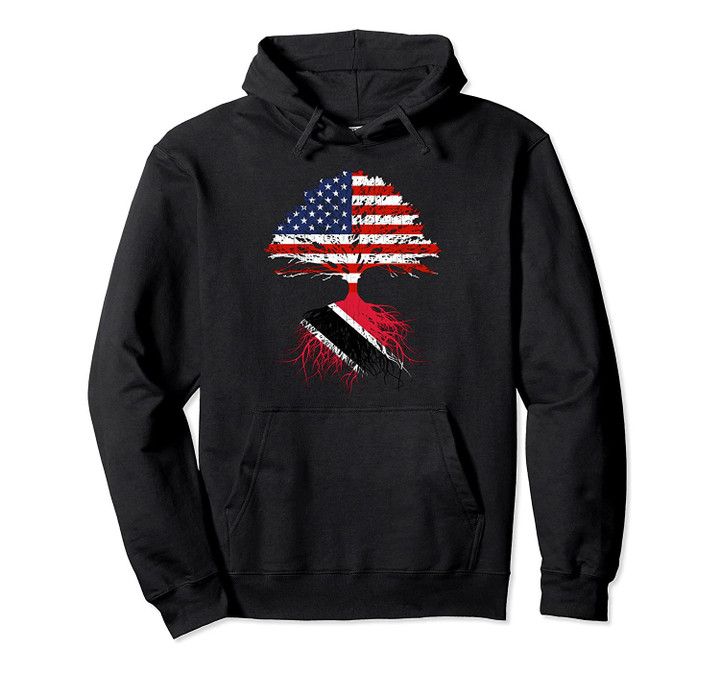 Trinidad Tobago Roots American USA Flag Naturalization Gift Pullover Hoodie, T-Shirt, Sweatshirt
