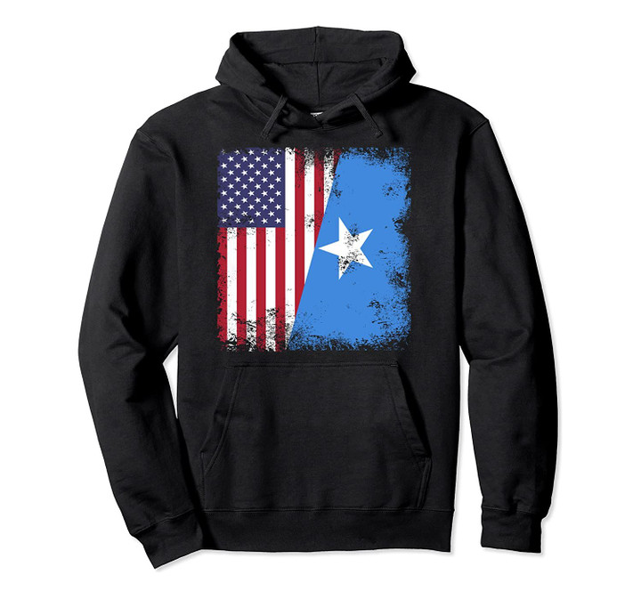 Half Somali Flag | Vintage Somalia USA Gift Pullover Hoodie, T-Shirt, Sweatshirt