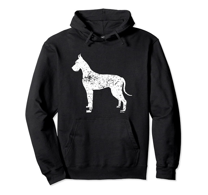 Distressed Great Dane Silhouette Dog Owner Pullover Hoodie, T-Shirt, Sweatshirt