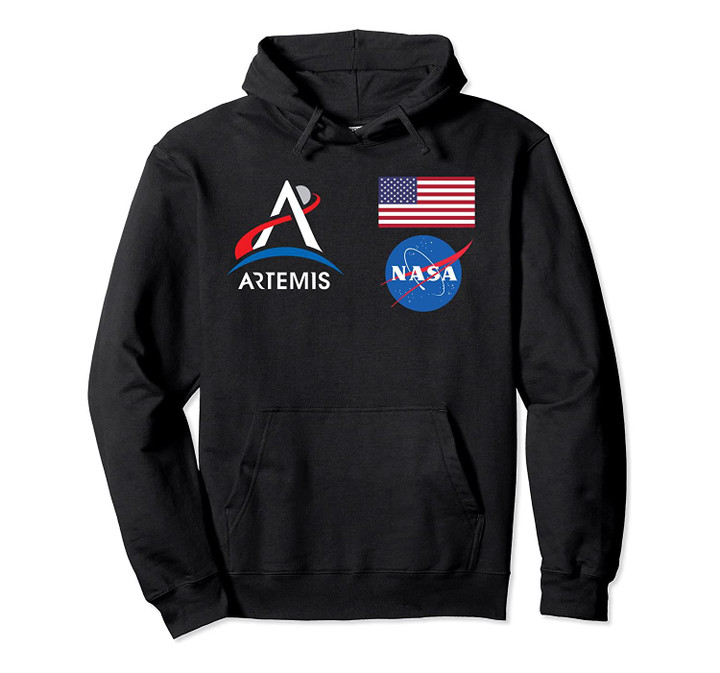 Artemis Mission 1 One Astronaut Patch Front and Back Design Pullover Hoodie, T-Shirt, Sweatshirt