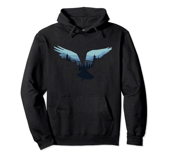 Beautiful Flying Eagle Night Sky Forest Bird Silhouette Pullover Hoodie, T-Shirt, Sweatshirt