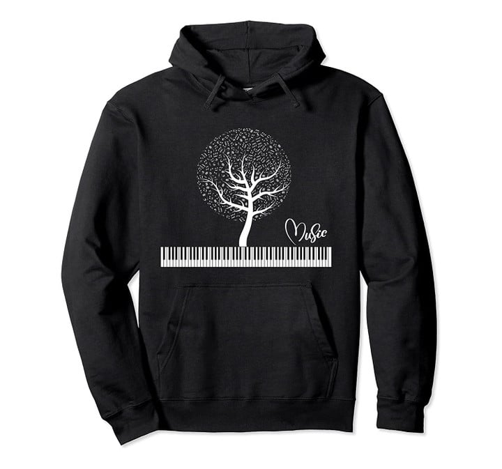 Love Music Sheet Music Tree Piano Keyboard Keys and Notes Pullover Hoodie, T-Shirt, Sweatshirt