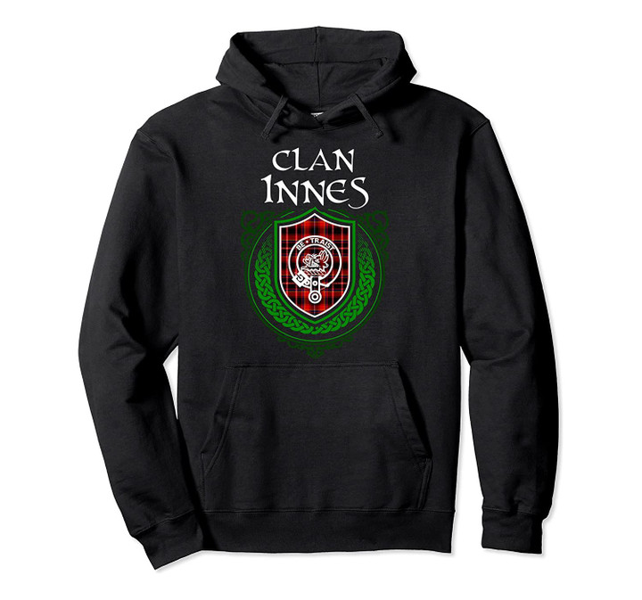 Innes Surname Scottish Clan Tartan Shield Badge Pullover Hoodie, T-Shirt, Sweatshirt
